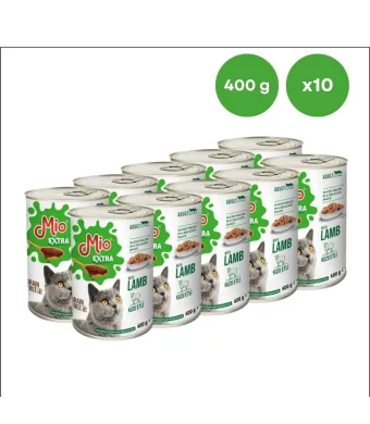 Conserva pisica Mio Extra Cat cu Miel 400 g, Hrana Umedă En-gros Super Premium pentru Pisici Adulte (Set 10 Conserve)