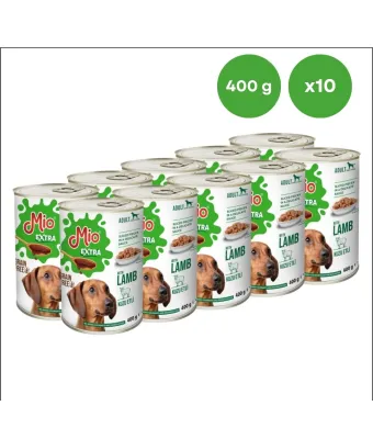 Conserva Mio Extra Dog cu Carne de Miel, 400 g, Hrana Umedă En-gros Super Premium pentru Câini Adulți (Set 10 Conserve)