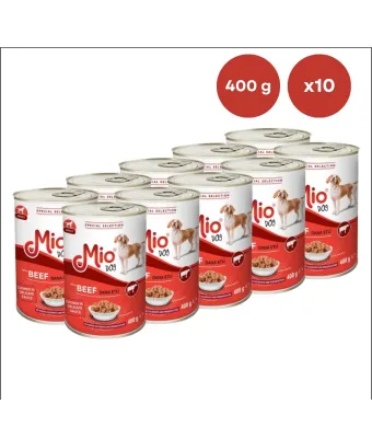 Conserva Mio Dog cu Carne de Vitel, 400 g, Hrana Umedă En-gros Premium pentru Câini Adulți (Set 10 Conserve)