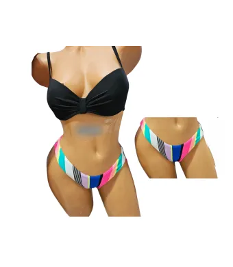 Costum de baie pentru Dama, Slip Normal, Sutien reglabil cu burete, Engross, Marimi 38-42, 5buc/serie, Negru