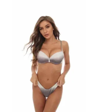 Costum de baie cu Sclipici pentru Dama, Slip Normal, Sutien  cu burete, Engross, Marimi 38-42, 5buc/serie, Argintiu