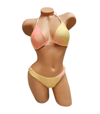 Costum de baie pentru Dama, Slip Normal, Sutien reglabil cu burete, Engross, Marimi 38-44, 5buc/serie, Roz-Galben