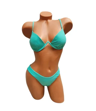 Costum de baie Dama simplu , Slip Normal fix, Sutien reglabil cu burete, Engross, Marimi 38-42, 5buc/serie, Bleu