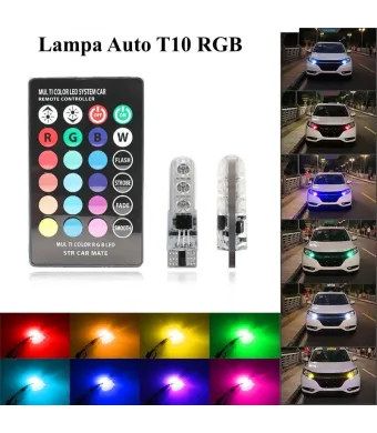Led Auto T10 RGB 5050 12V-5W cu Telecomanda Engros