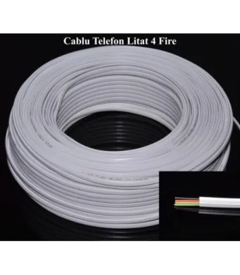 Cablu Telefonic Alb 4 Fire, 100m/Rol Engros