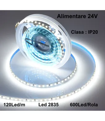 Banda Led 24V, 600 Led-uri, Alb-Rece Engros