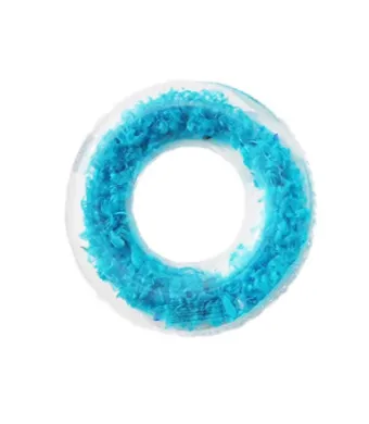 Colac de plaja gonflabil, 90 cm, cu pene colorate in interior, culori combinate – Accesoriu modern si atractiv pentru piscina si mare, En-gros