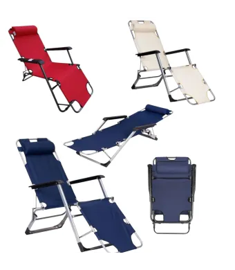 Sezlong Pliabil 89x50x60cm, Rabatabil cu Tetiera si Perna Diferite Culori Engros