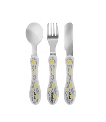 Set tacamuri din otel inoxidabil gri/galben