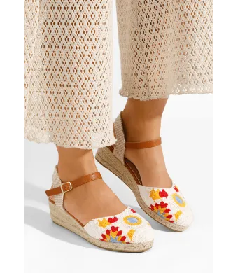 Sandale tip espadrile dama, din material textil cu piele ecologica , talpa ortopedica, engros