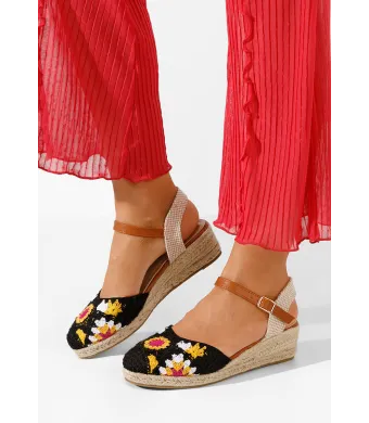 Sandale tip espadrile dama, din material textil cu piele ecologica , talpa ortopedica, engros