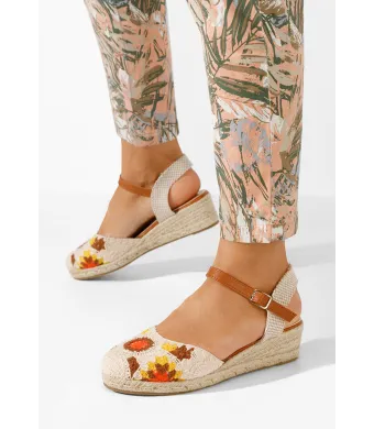 Sandale tip espadrile dama, din material textil cu piele ecologica , talpa ortopedica, engros
