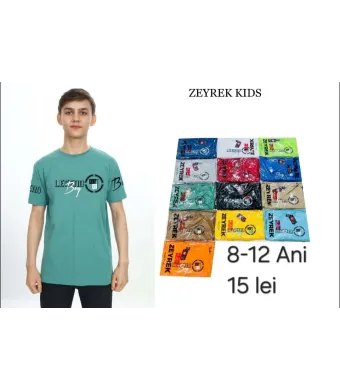 Tricou Engros pentru baieti, cu model imprimat (Alb)