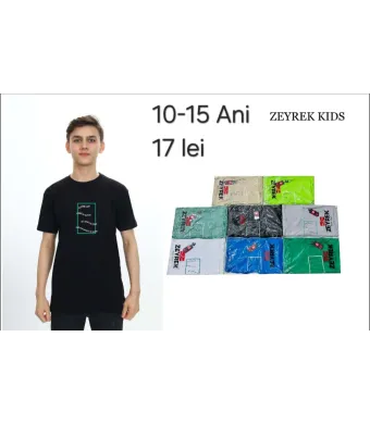 Tricou Engros pentru baieti, cu model imprimat (Alb)