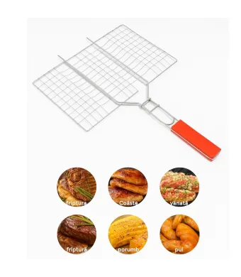 Grill Pliabil pentru Gratar 35x25cm, cu Maner din Lemn 25cm Engros