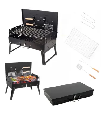 Gratar Portabil 47x44x27cm Model Servieta, cu Accesorii 3 Inaltimi Reglabile Engros
