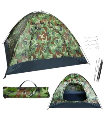 Cort Camping 2x2x1.3m cu Plasa de Tantari cu Fermoar, Impermeabil Camuflaj Engros