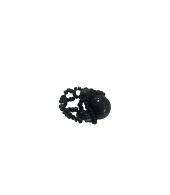 Inel piatre semipretioase PIATRA LUNII si margele din plastic, diametru piatra: 14mm