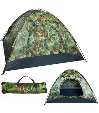 Cort Camping 2x2x1.1m cu Plasa de Tantari cu Fermoar, Impermeabil Camuflaj Engros
