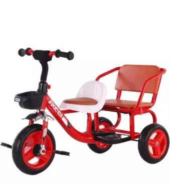 Tricicletă Dublă pentru Copii Engross – Model cu 2 Locuri, Coș Frontal și Design Sport în diferite culori