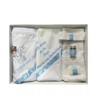 Trusou de botez, 6 piese Ingeras imprimat, bleu