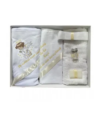Trusou de botez, 6 piese Ingeras imprimat,ivoire