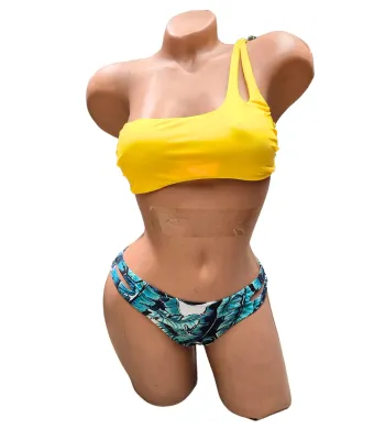 Costum de baie Dama, Slip Normal fix, Sutien tip bustiera , Engross, Marimi 38-42, 5buc/serie, Galben