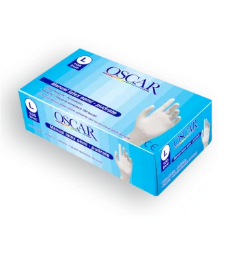 Manusi Latex usor pudrate, Oscar, masura L, 100 buc / cutie, bax 20 cutii