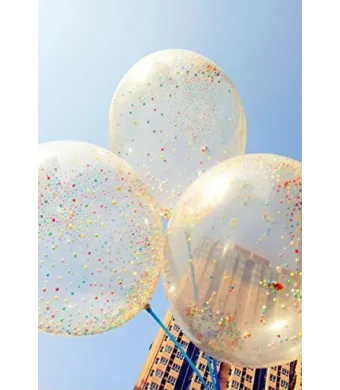 Set 50 Baloane Latex Transparente cu Biluțe Colorate din Polistiren – Efect Confetti Magic pentru Petreceri!
