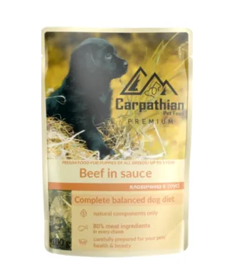 Plicuri pentru caini Engros, CARPATHIAN , 100 gr, vita in sos