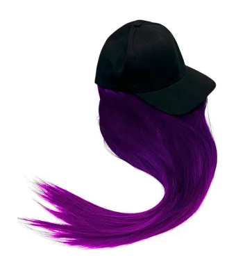 Sapca cu Peruca Mov Intens – Look Urban, Party, Cosplay, Fashion – Lungime Plete ~60cm, En-gros