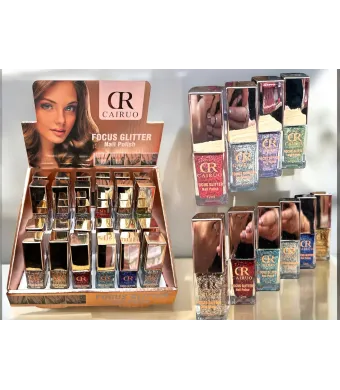 Set 24 bucăți ojă clasică sclipici CR Cairuo – Focus Glitter Nail Polish | 12 ml / sticlă Engros