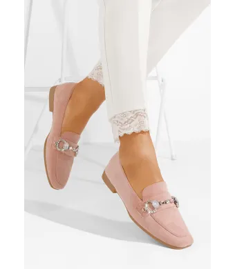 Mocasini dama engros, cu accesoriu, din material sintetic