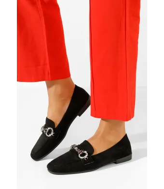 Mocasini dama engros, cu accesoriu, din material sintetic