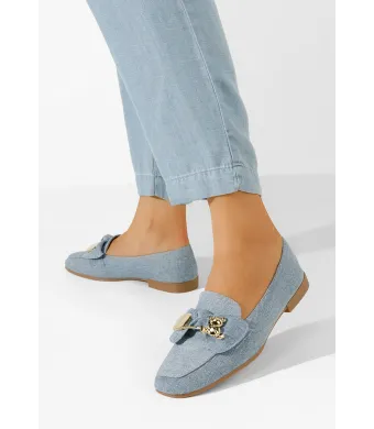Mocasini dama engros, cu accesoriu, din material sintetic