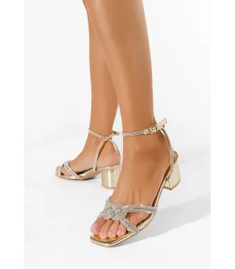 Sandale elegante cu toc mic, engros, din material sintetic