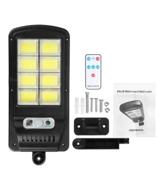Lampa solara Engros, 8 celule, cu incarcare solara, 100W, 160 LED-uri COB, telecomanda