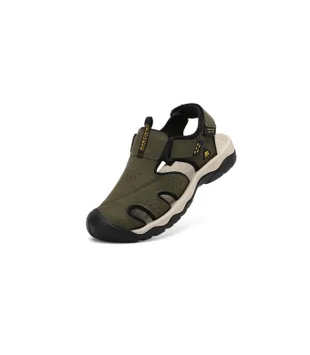 Sandale pentru Barbati sport, Piele Ecologica Premium, Inchidere Arici, Protectie Varf, Engross, Ax Boxing, Khaki