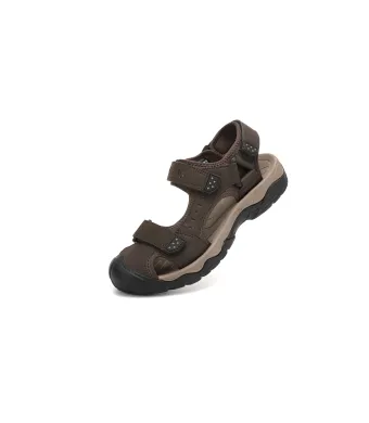 Sandale Barbati, Piele Ecologica Premium, Inchidere Arici, Protectie Varf, Engross, Ax Boxing, Maro