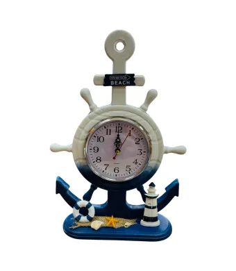 Ceas decorativ 35CM cu design marin si mesaj "This Way to the Beach", ancora si far, ideal pentru decor estival, En-gros