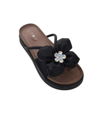 Papuci pentru Femei cu Accesorii , Casual-eleganti, Talpa usoara, Piele ecologica, Moderni si Comozi, Engross, 8buc/set, 36-40, Negru