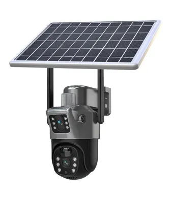 Camera De Supraveghere Cu Panou Solar,4G,Senzor De Miscare,Lentile Duble,4G HD ,EN GROSS