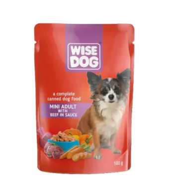 Plicuri pentru caini Engros cu vita in sos 100g, Wise dog