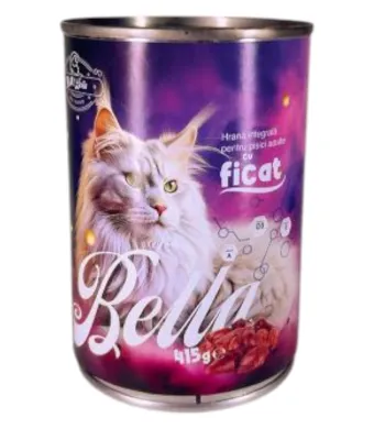 Conserve pisici 415g Bella, Ficat