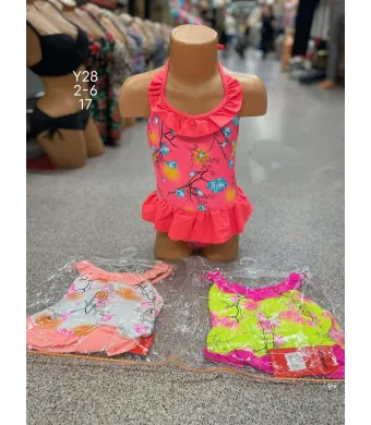 Costum de baie en gross două piese fetițe (Alb)