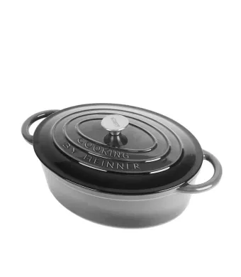Cratita ovala din fonta emailata cu capac, 33x26.5x11.5cm, capacitate 6l Marble Gray / DCN60799 Engros