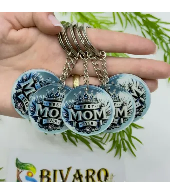 Breloc BEST MOM, en-gros . Suvenir Personalizat in Sticlă Acrilică – Produs în România | Print UV Durabil 4.2 cm, Set 25 Bucăți