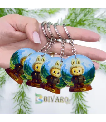 Breloc Labubu Romania in glob, en-gros . Suvenir Personalizat in Sticlă Acrilică – Produs în România | Print UV Durabil 5 x 4.5 cm, Set 25 Bucăți