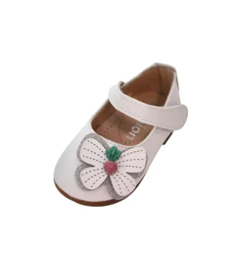 Pantofi fetiță, Piele Ecologica premium, Talpă moale, Confortabili, Inchidere arici, Engross, 6 bucăți/set, mărimi 15-19, Model Fluture, alb