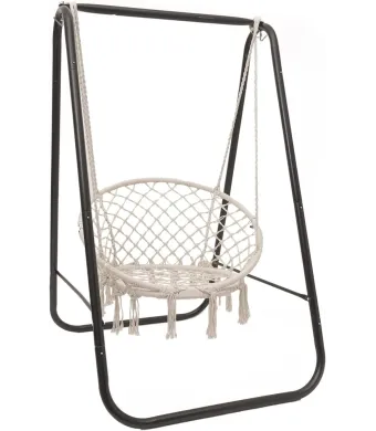 Hamac Model Scaun 62x123cm din Bumbac, cu Suport 18x125x80cm din Metal Engros